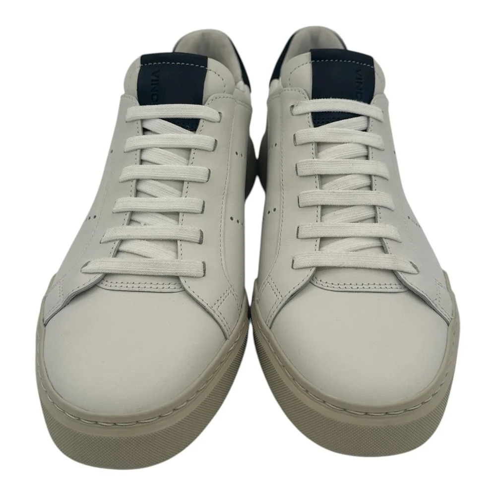 Vince Mercer Sneakers Mens Sz 8 White Navy‎ Blue Leather Slip On Shoes Casual